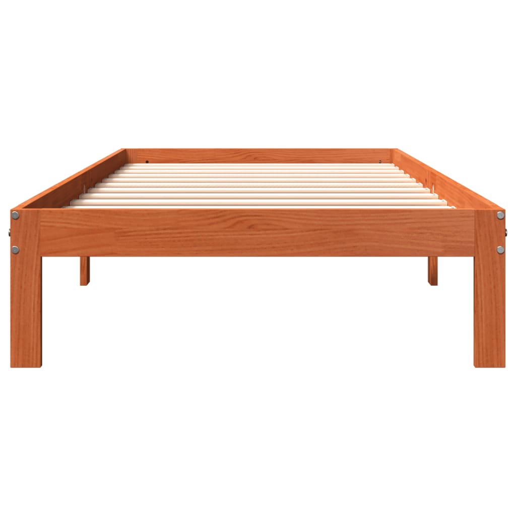 Bed Frame without Mattress Wax Brown 100x200 cm Solid Wood Pine